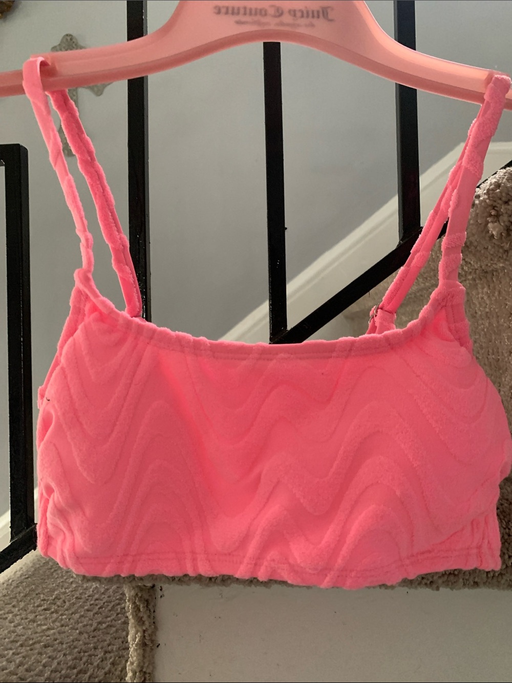 wild fable Neon Pink Textured Bikini Top with Double Straps